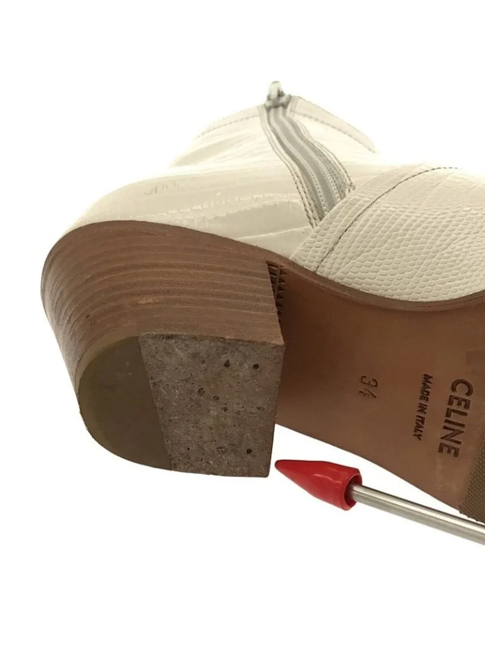 Celine Croc Shape Pressed Short Boots 34 White - Picture 8 of 10